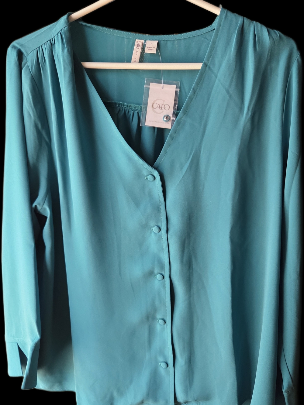 Cato Teal V-Neck Button Front Blouse